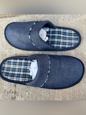 Men's Denim-Style Navy Slip-On Indoor Loafers